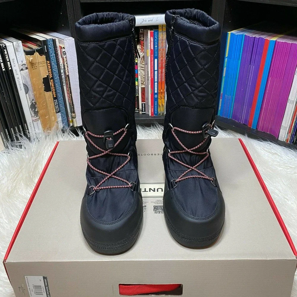Hunter Original Quilted Snow Boots Black WFT2012WWR Moon Boots - Picture 3 of 8